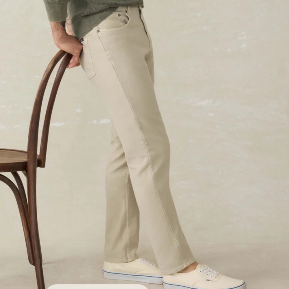 Faherty Stretch Terry 5-Pocket Pant Stone 34W/30L NWT - Picture 5 of 5